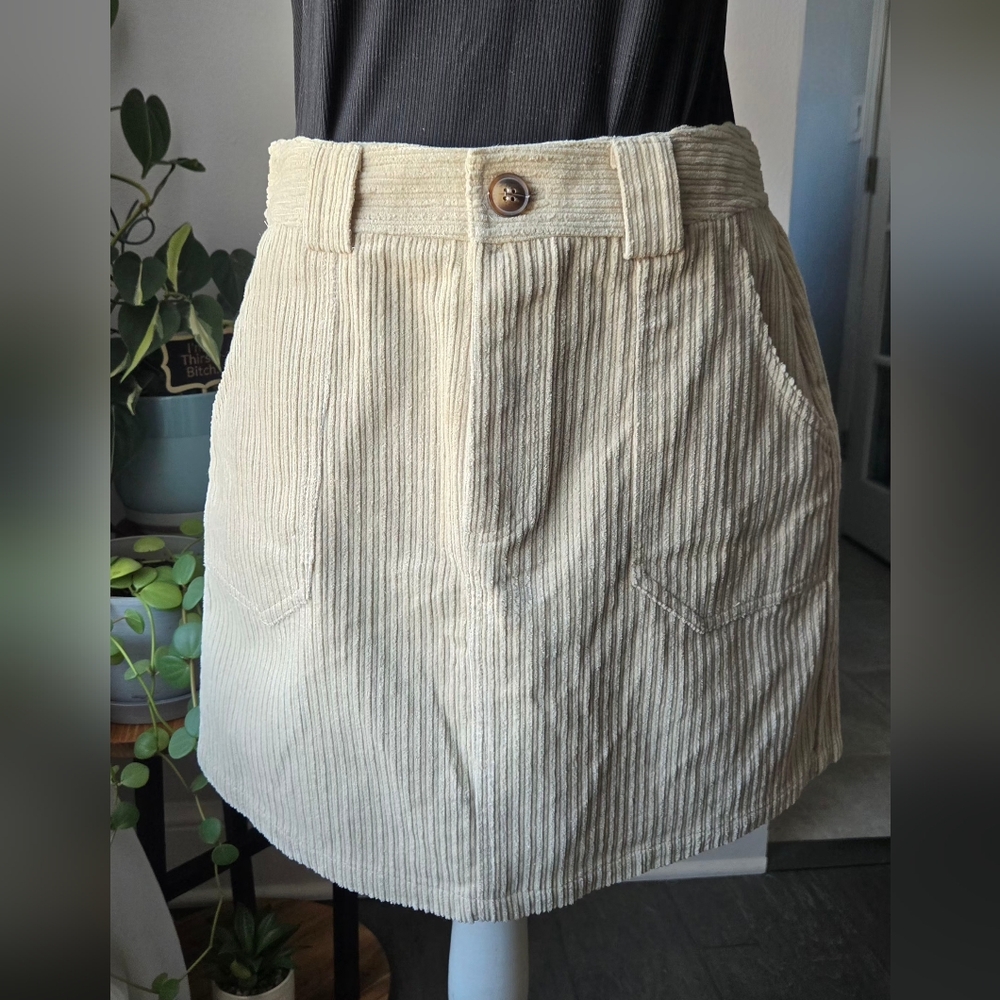 Loveriche Cream Corduroy Skirt Size L